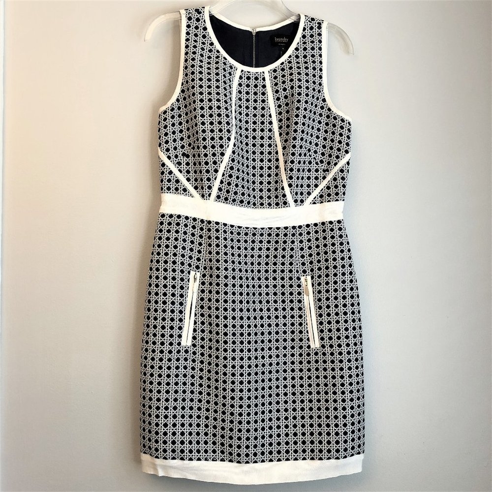 Laundry by Shelli Segal Navy & White Shift Dress Sz 8 - Picture 1 of 13